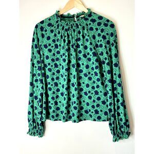 Boden Green and Blue Floral Blouse